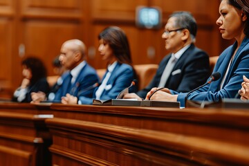 Politicians in Session A Group of Attentive Lawmakers Participating in Legislative Proceedings.