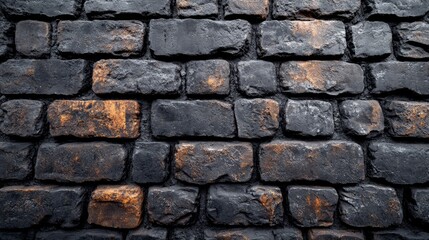 Rugged dark stone brick wall texture