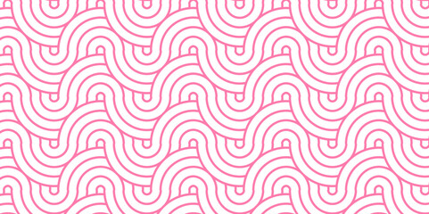Overlapping Pattern Minimal diamond geometric transparent waves spiral and abstract circle wave line. seamless pink tile stripe create retro square line fabric pattern white background.
