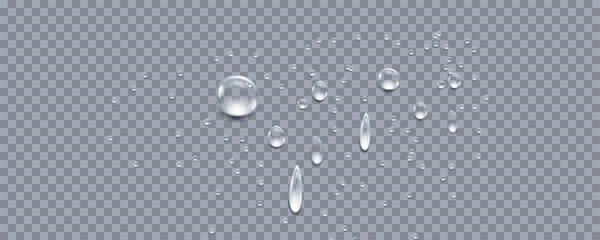 Rain transparent drops flow down the glass.Realistic wet condensation texture.Fresh water splash effect on the surface.Liquid spreading droplet shapes.