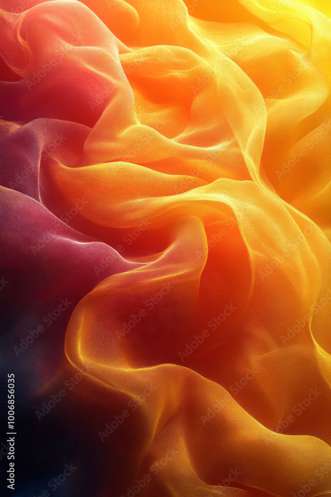 Poster a vibrant gradient transitioning from bright yellow to orange, floating gently,