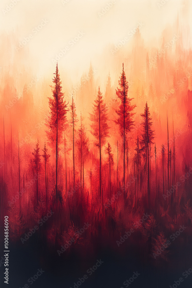Poster A gradient moving from rich red to light coral, creating a warm color palette,