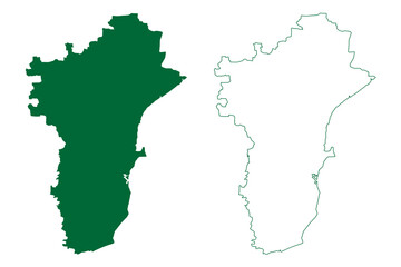 Obraz premium Thoothukudi district (Tamil Nadu State, Republic of India) map vector illustration, scribble sketch Thoothukudi map