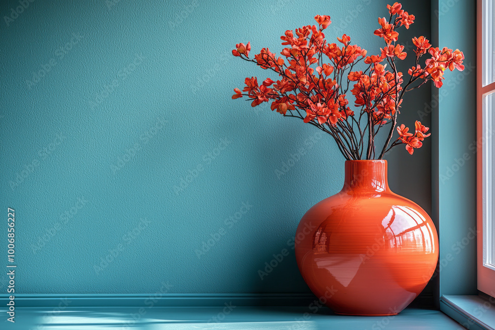 Poster A smooth transition from cool teal to warm coral, creating a balanced color palette,