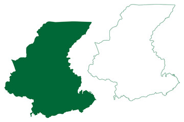 Fototapeta premium Tinsukia district (Assam State, Republic of India) map vector illustration, scribble sketch Tinsukia map