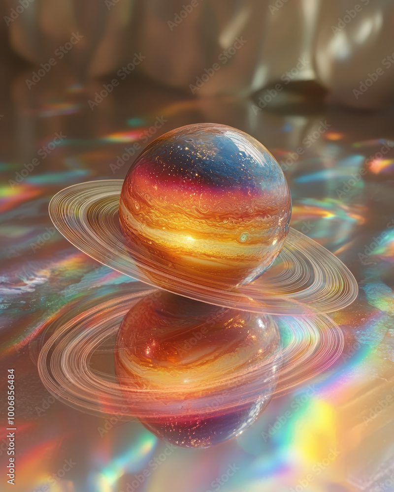 Aufkleber a gravitational field around a planet, visualized with bending space, isolated on a pastel backgroun