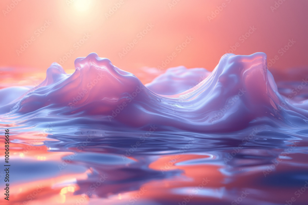 Aufkleber a double-slit experiment visualizing wave-particle duality, floating on a pastel background,