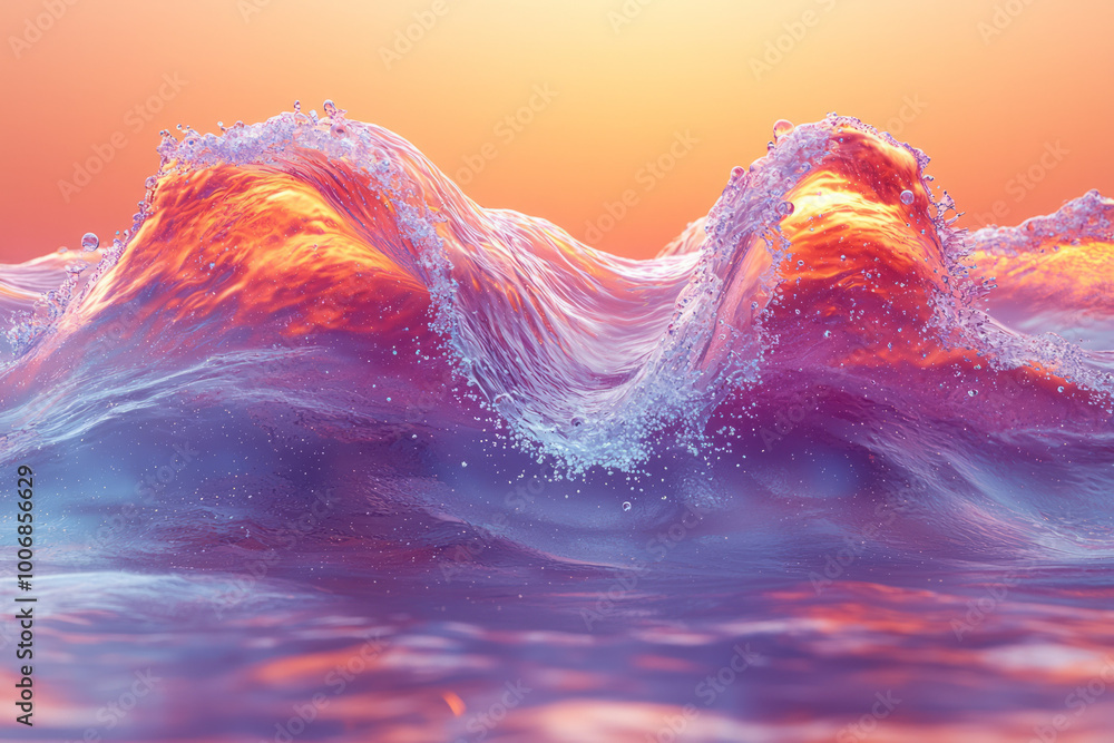 Aufkleber A double-slit experiment visualizing wave-particle duality, floating on a pastel background,