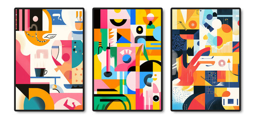 Colorful Abstract Geometric Art Collection with Dynamic Shapes and Patterns