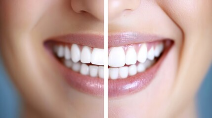 Before and after comparison of a dental implant surgery, showing the transformation of missing teeth to a full, natural-looking smile.