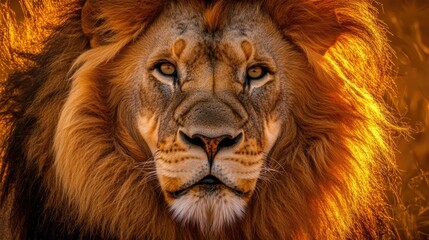 Fototapeta premium Majestic Lion Close-Up in the Wild