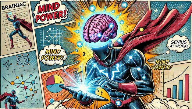 Superhero Brain Power Comic - Powered by Adobe