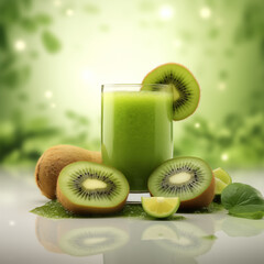 kiwi juice and kiwi,generative ai illustration