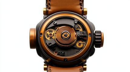 Timepiece Mechanics: A mesmerizing close-up of a luxury watch's intricate inner workings, showcasing the complex gears and intricate design. This photo evokes a sense of precision, craftsmanship.