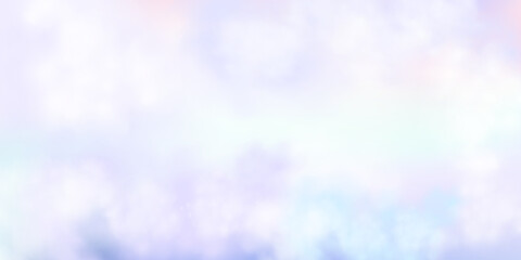 Illustration of a sky with warm orange and pink hues, scattered clouds lit by the setting sun. Depicts a peaceful sunset in late afternoon during summer or spring. 