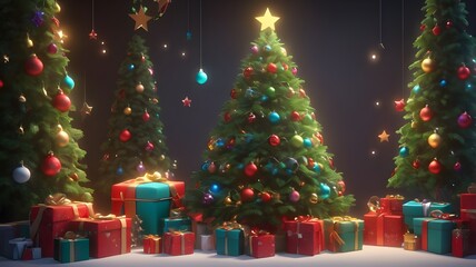 Fototapeta premium christmas tree and gifts