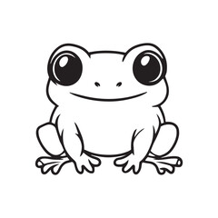simple line art, cute cartoon frog drawing