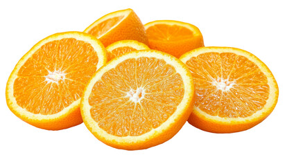 Fototapeta premium Fresh orange slices on a transparent background