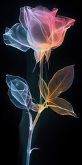Ethereal XRay  of Colorful Rose in Unique Abstract Form