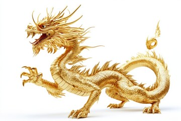 Obraz premium Majestic Golden Dragon Illustration