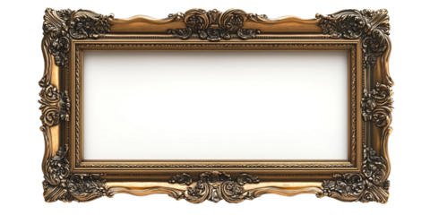 Classic rectangular frame with a beveled edge isolated on white background