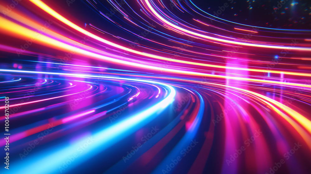 Aufkleber vibrant abstract background featuring dynamic neon light trails in various colors, creating sense of