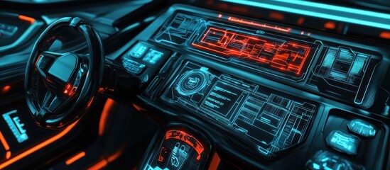 dashboard with glowing lines, 3d rendering.