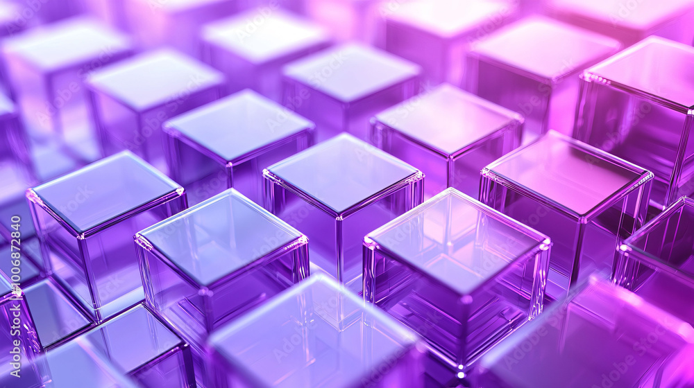 Poster translucent purple cubes create mesmerizing abstract geometric pattern, evoking sense of depth and m