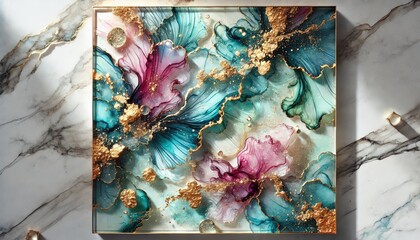 抽象的なアート: ゴールドアクセントと宝石のような抽象デザイン、クリエイティブな背景や装飾に最適

