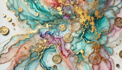 抽象的なアート: ゴールドアクセントと宝石のような抽象デザイン、クリエイティブな背景や装飾に最適

