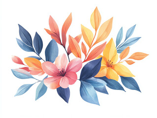 Colorful watercolor floral arrangement on a white background.