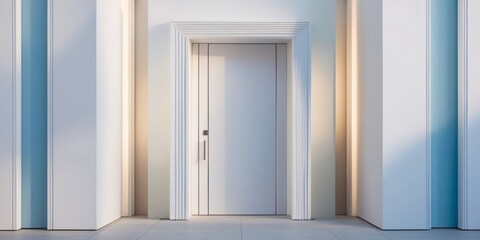 Modern Architectural Facade with Vertical Lines and Minimalist Doorway.