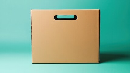 Offset box with an ergonomic handle for comfortable carrying, featuring no printed labels or graphics   ergonomic handle, comfortable transport