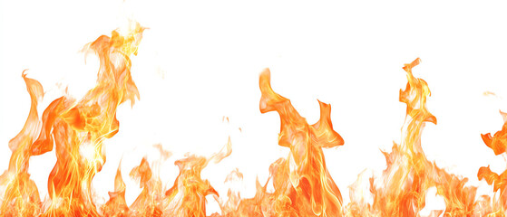 Dynamic flames on a white isolated background.
