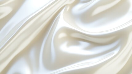 Obraz premium A close-up of smooth moisturizer cream, elegantly swirled on a plain white backdrop, focusing on texture and gloss. No logos or people in the image.