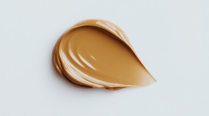 A glossy, creamy sample of foundation gently spread on a clean white background. No logos or people included, showcasing the product's texture.