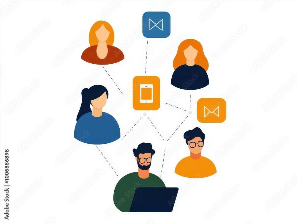 Poster team collaboration using instant messaging apps to keep communication swift and efficient, team coll