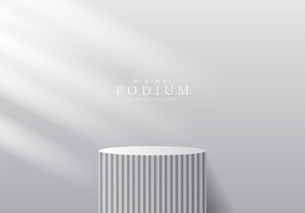 3D product Minimal display stand, white circle on gray background. Abstract geometric shapes in a simple design. Fashion stage mockup scene. Studio product display stand. Product advertising stand