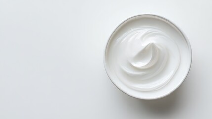 Top view close-up of a moisturizing cream sample, glossy surface reflecting light. No logo or text. Minimalist, clean presentation with white background.