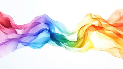 An artistic LGPTQ+ Pride flag depiction with a gradient of rainbow colors blending seamlessly on a stark white background, creating a striking contrast that emphasizes inclusivity and pride