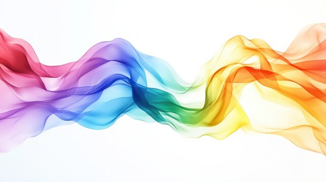 An artistic LGPTQ+ Pride flag depiction with a gradient of rainbow colors blending seamlessly on a stark white background, creating a striking contrast that emphasizes inclusivity and pride