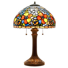 Classic Tiffany style stained glass lamp isolated on white background