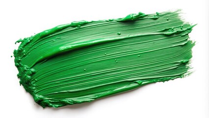 Realistic paint texture in a matte finish, featuring a green swatch smeared across a clean white background