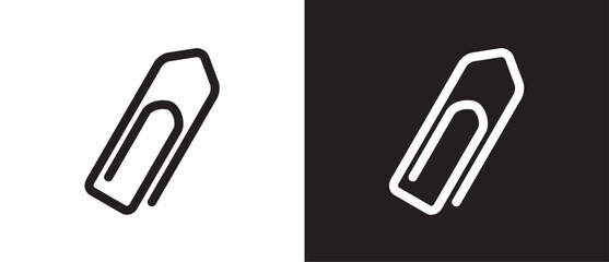Icon of paperclip with a pointed shape. attached link file icon, internet web page URL icon, attachment, document, office paper clip icon symbol vector illustration in black and white background.