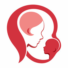 Female head and baby fetus paper cut 3d vector illustration