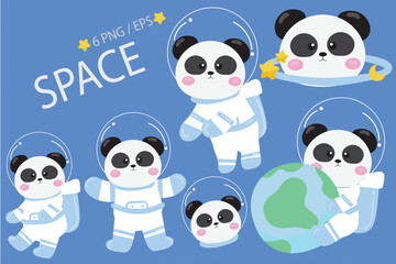 cute panda in space