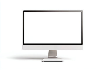 Modern computer screen with blank display on white isolate background.