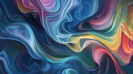 A holographic pattern of swirling liquid with multiple colors, creating an abstract and dynamic visual effect