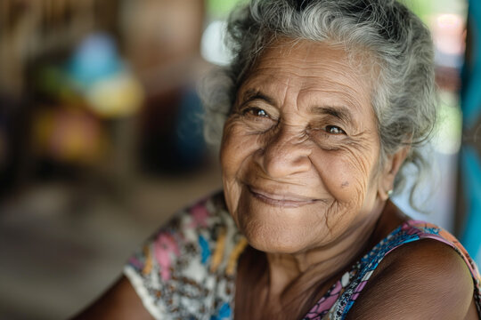 Smiling Elderly Brazilian Woman with Joyful Expression and Warmth