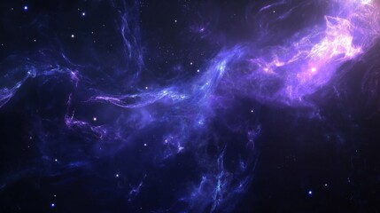 A stunning view of a purple galaxy filled with stars and cosmic clouds.